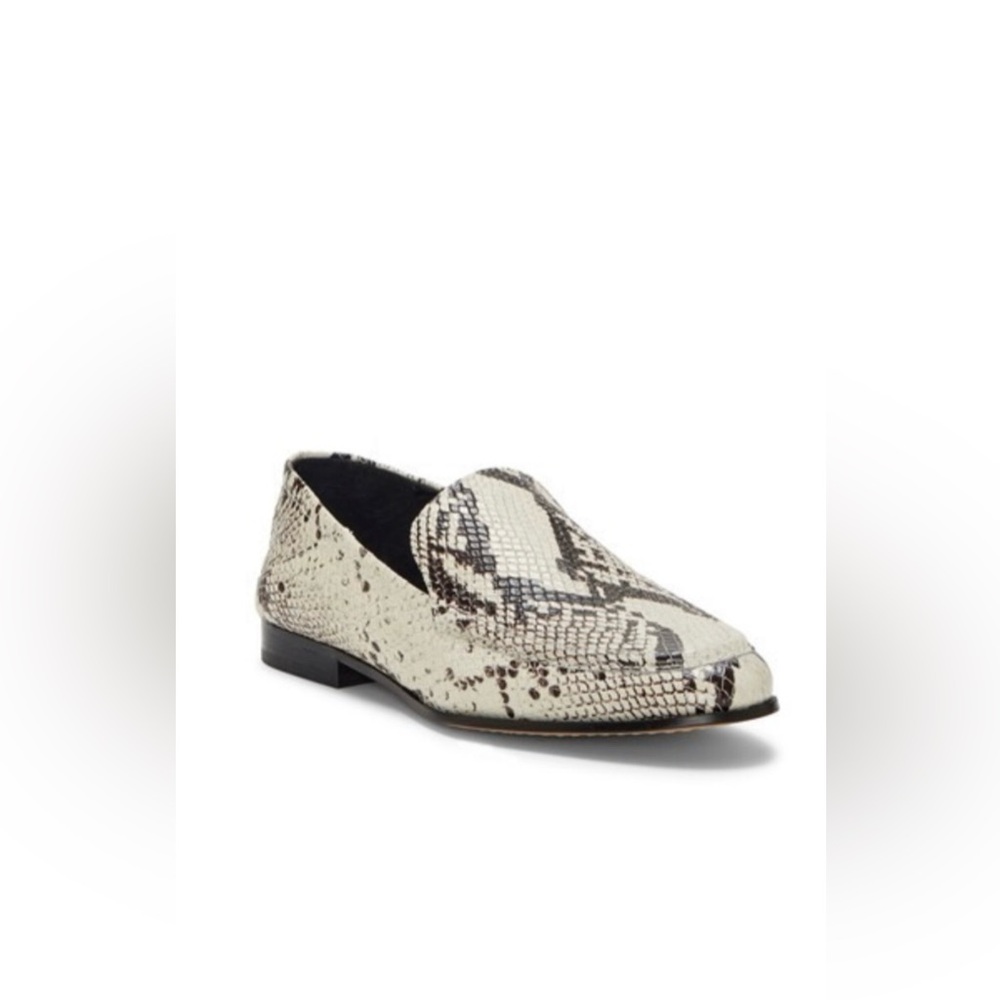 NWOT Vince Camuto Jendaya 2 snakeskin leather mules sz 9. Black/cream orig $79